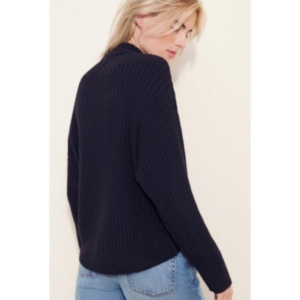 Free People Women's Cocoa Henley Pullover Sweater Black Relax Soft Sz L - Picture 5 of 13